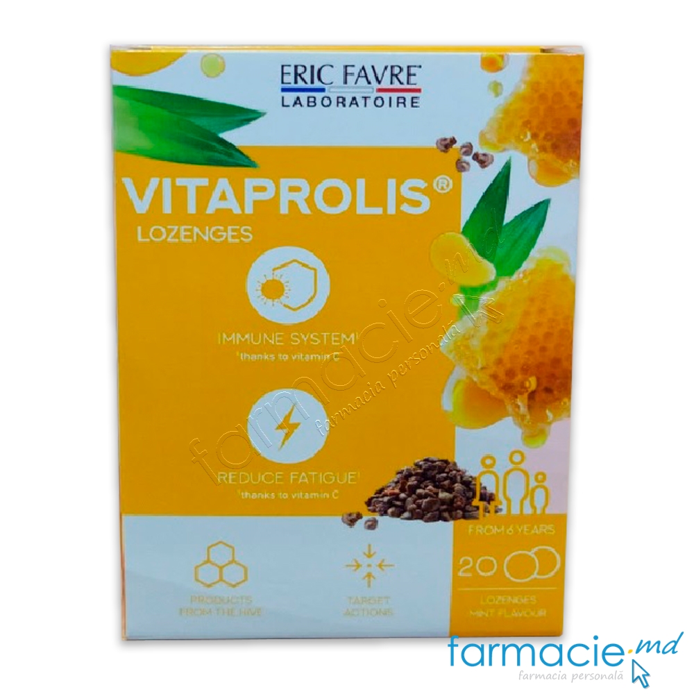 VITAPROLIS 50mg comp.de supt N20 (propolis, bromelaina,vit C,menta,eucalypt,miere) Eric Favre