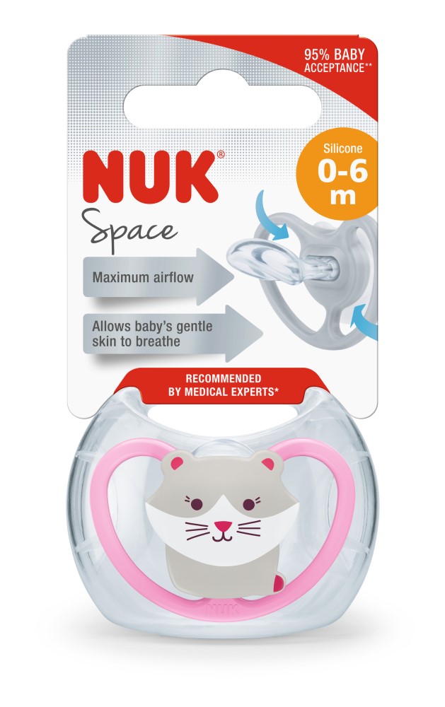 NUK Suzeta silicon SPACE 0-6luni in cutie