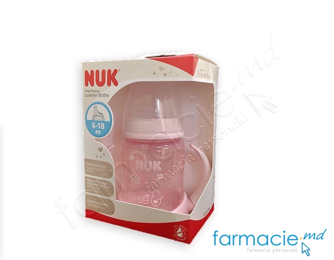 NUK Canuta Rose cu minere, adaptor silicon 6 luni+ 150ml