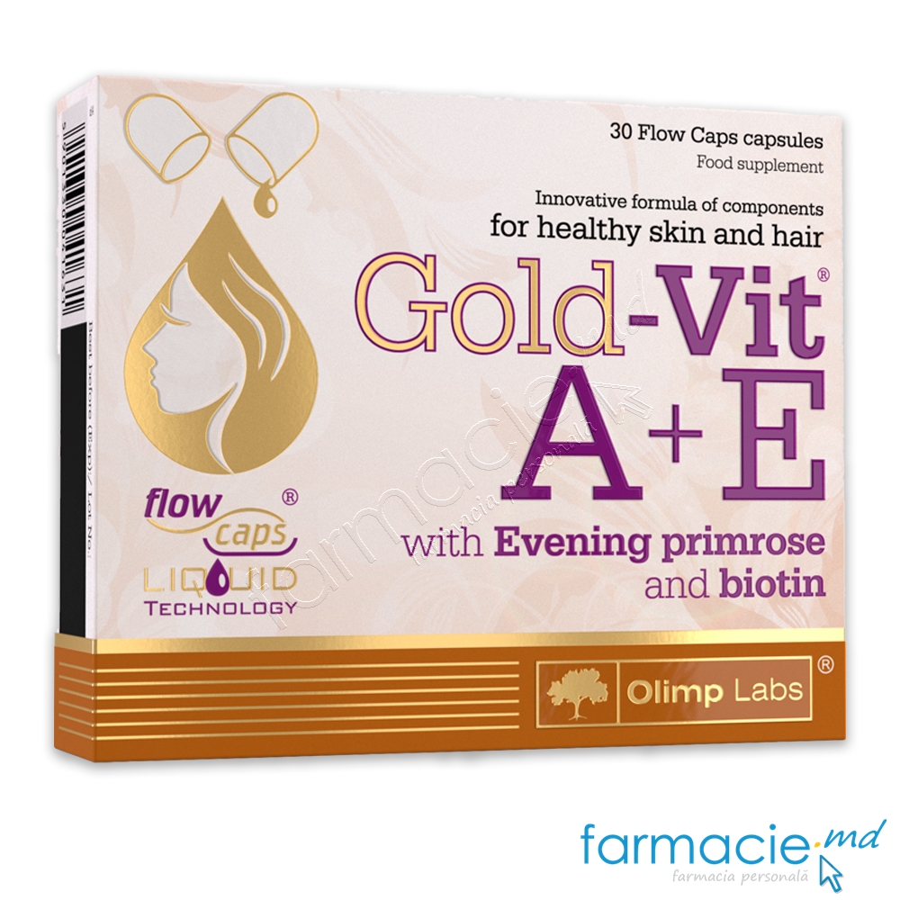Vitamina A 800mg+Vit.E 12mg+Biotin 100mg Gold caps.N30 (piele,par,unghii) Olimp