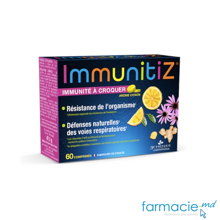 ImmunitiZ comp.masticab. N60, 6+, vit.C,D,Echinacea,Quercetin,Ghimbir 3Chenes