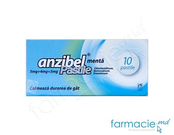 Anzibel® menta pastile 5 mg + 4 mg + 3 mg  N10