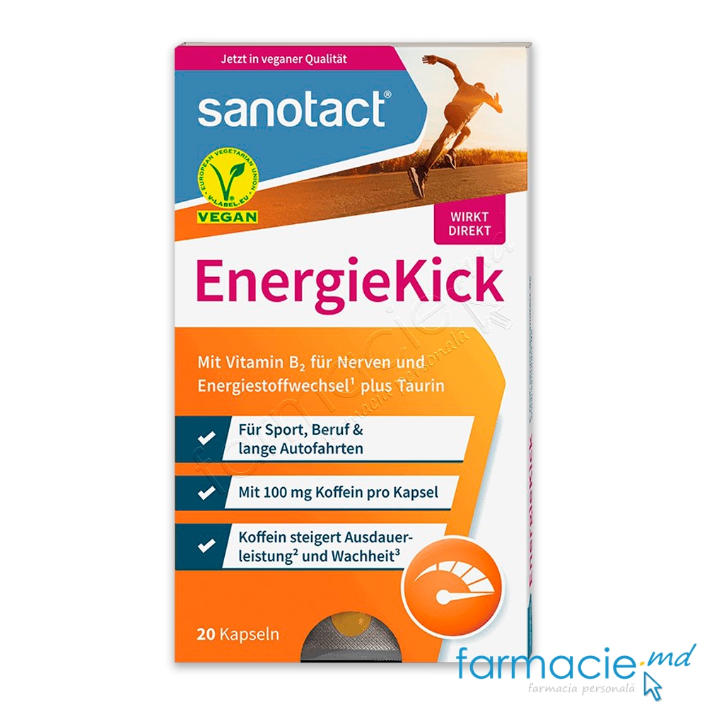 Energy Kick+Vit.B2+Cofeina+Tauria Vegan caps. N20 Sanotact