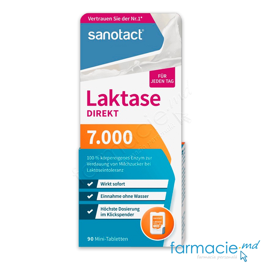 Lactaza 7000 (intoleranta la lactate) comp. N90 Sanotact