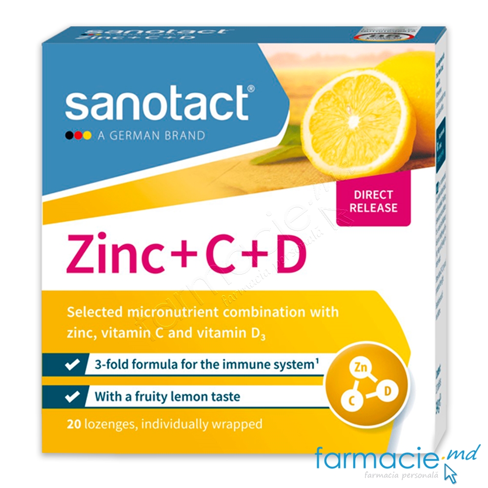 Zinc + C + D comp.masticab.copii, adulti N20 Sanotact