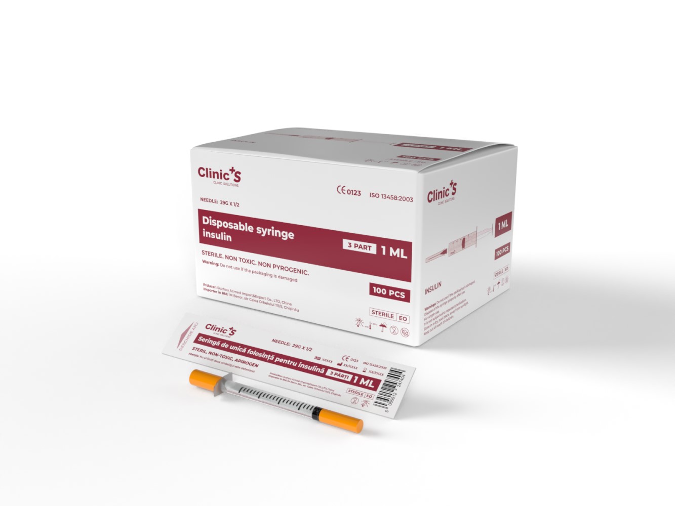 Seringi insulina 1ml Clinic's 29G 3 parti