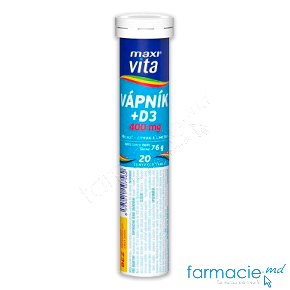 Calciu-D3 400mg + 200UI tab. eferv. N20 MaxiVita 1+1 Gratis