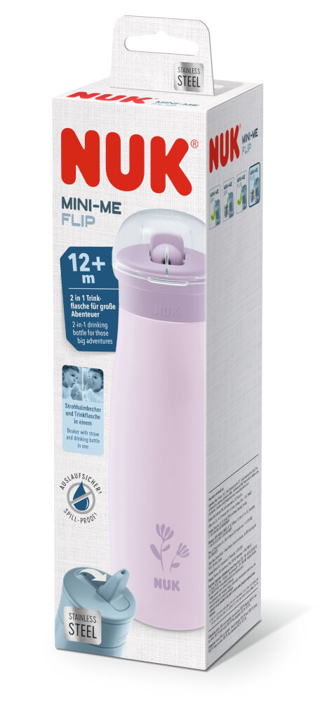 NUK Sticluta Mini-me Flip canuta inox 500ml 12 luni+
