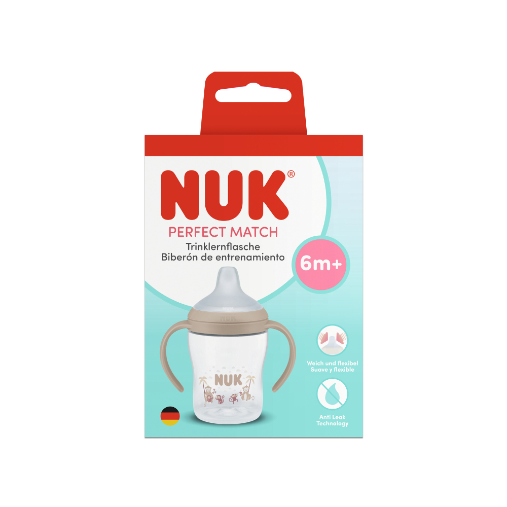 NUK Sticluta PM cu minere si adaptor de baut 150ml (6+ luni)