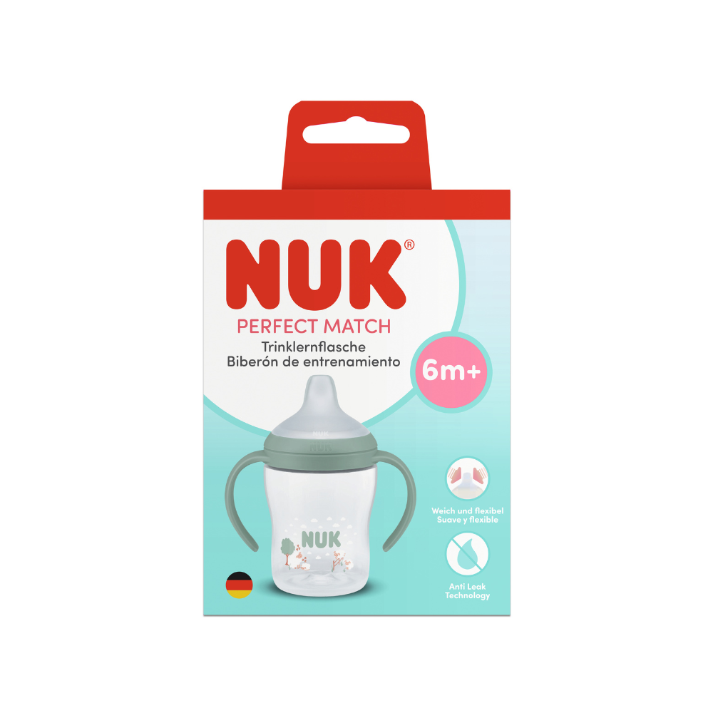 NUK Sticluta PM cu minere si adaptor de baut 150ml (6+ luni)