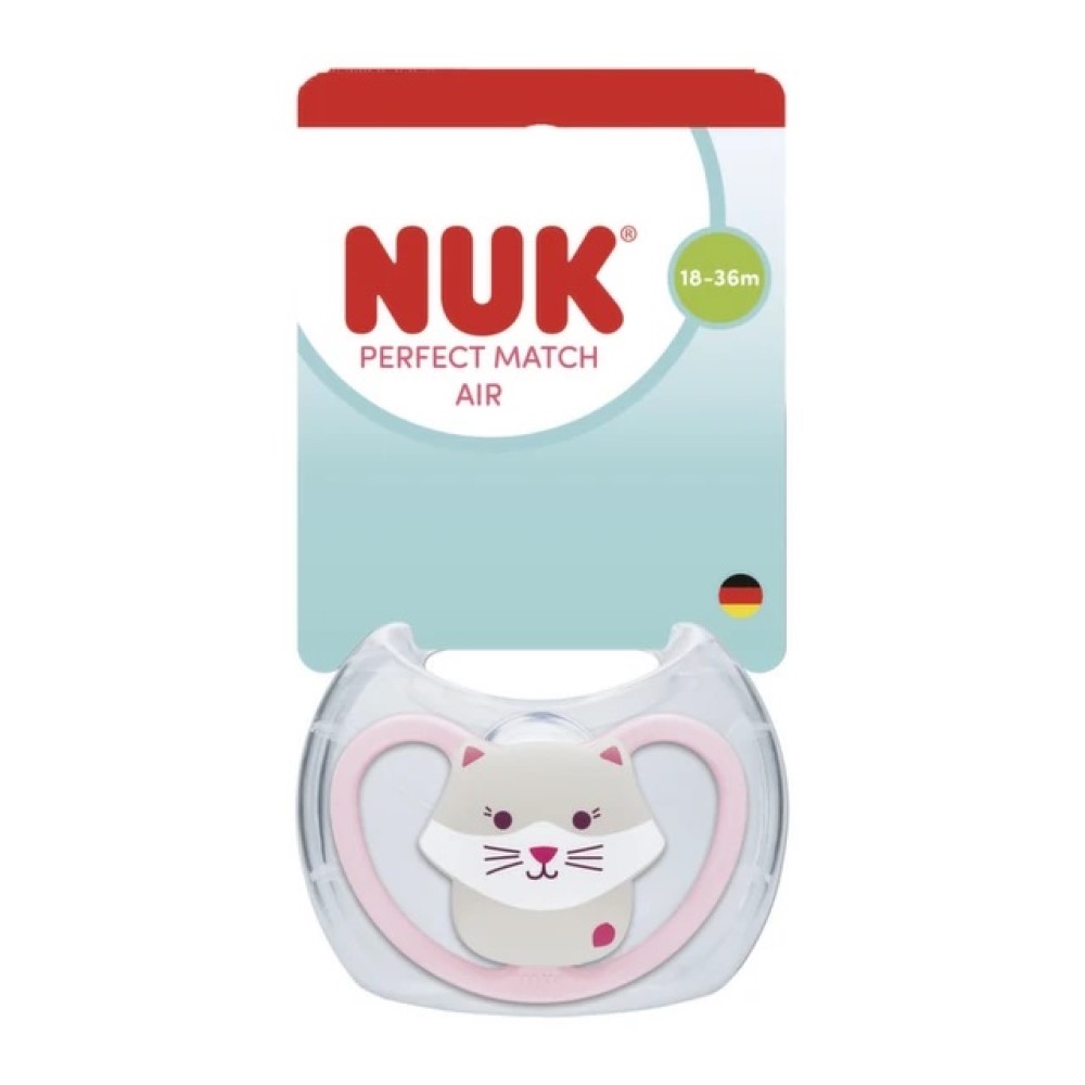 NUK suzeta silicon Perfect Match Air pisica 18 luni +