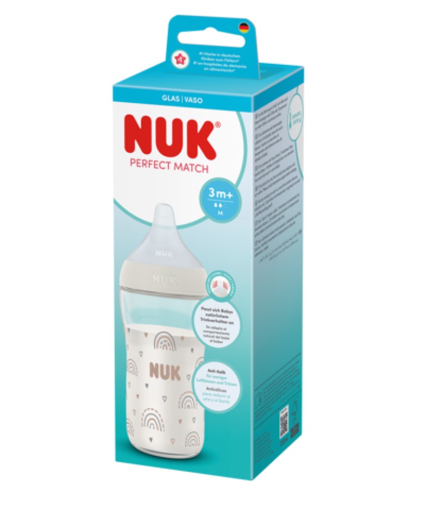 NUK Sticluta PM sticla 230ml+tetina silicon (3+ luni) (M)