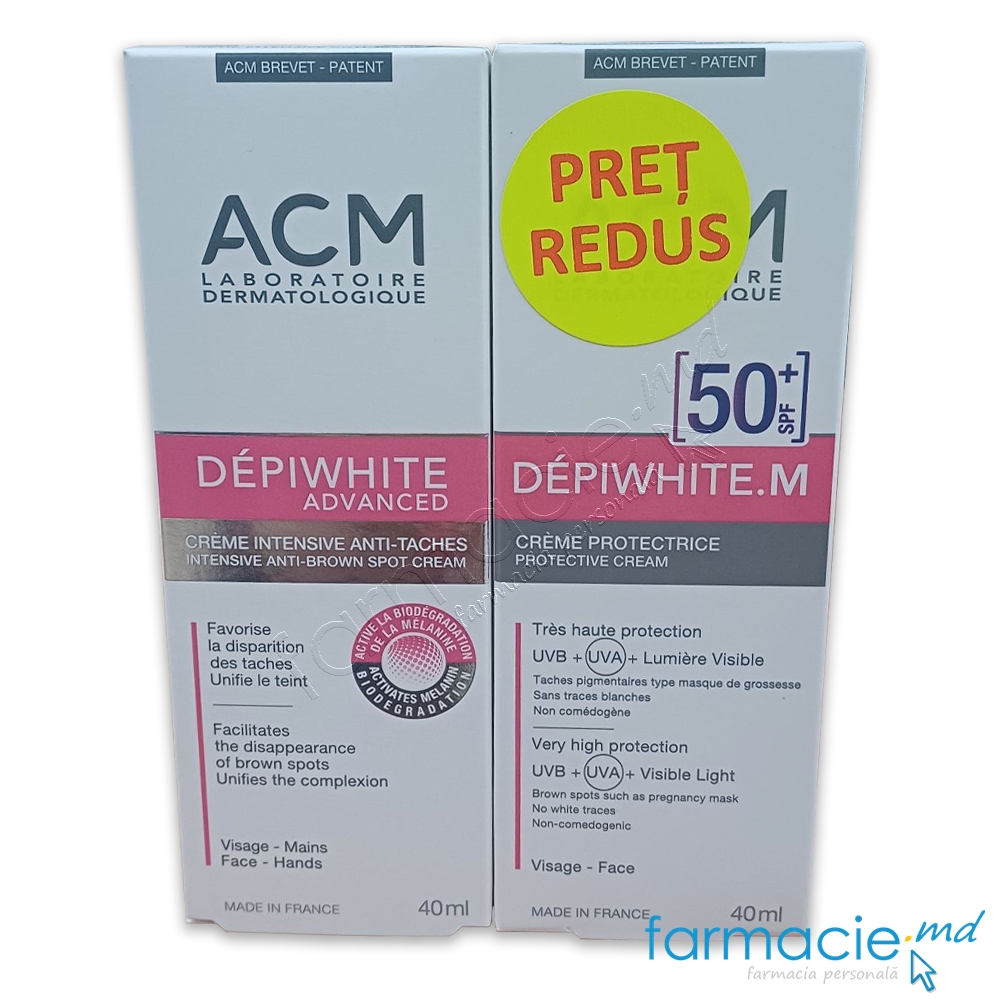 Depiwhite Advanced crema 40ml ACM + Depiwhite M SPF50+Crema 40ml (pete pigmentare post sarcina) ACM PRET REDUS