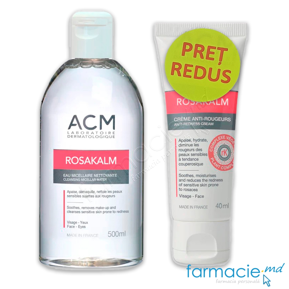 Rosakalm Apa micelara (analog Aquaruboril) 250ml ACM + Rosakalm Crema anti-roseata 40ml ACM PRET REDUS