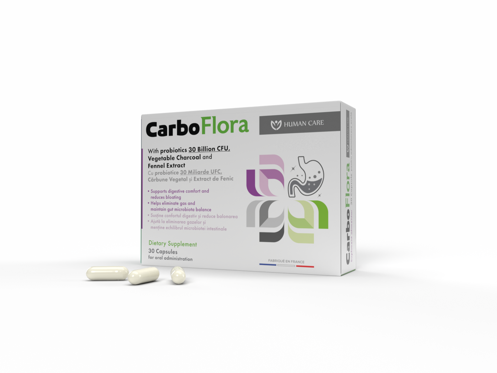 CarboFlora Anti-Gaz Microbiota Digestiva caps. N30 (3/zi) Human Care