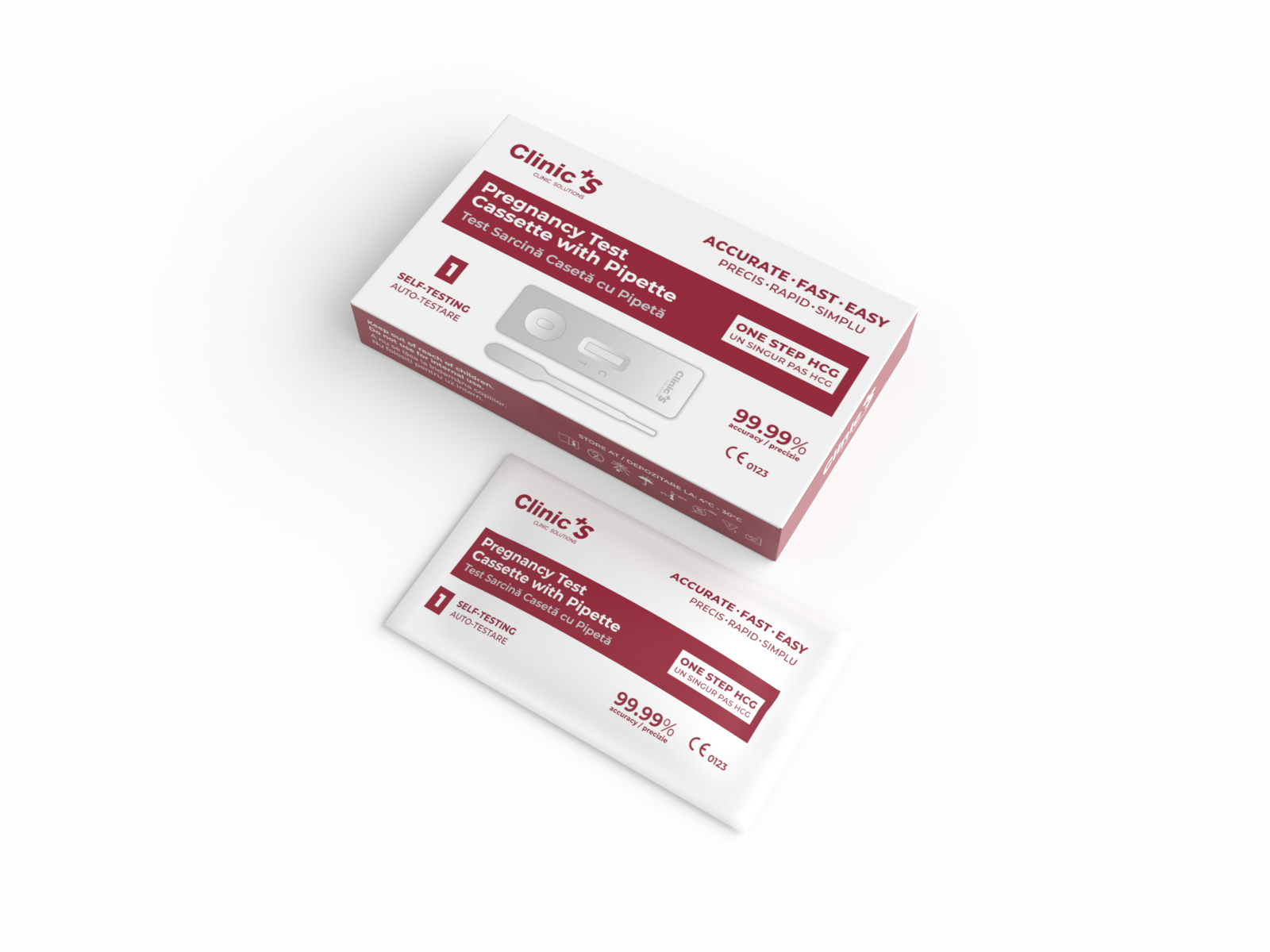 Test sarcina HCG caseta cu pipeta precizie 99.99% N1 Clinic’S