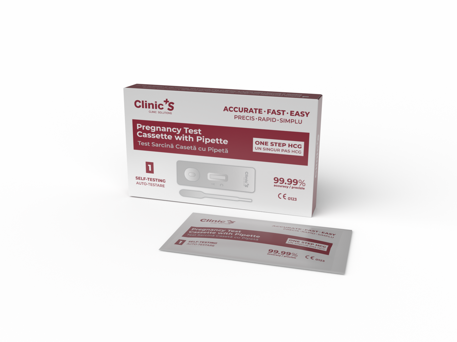 Test sarcina HCG caseta cu pipeta precizie 99.99% N1 Clinic’S