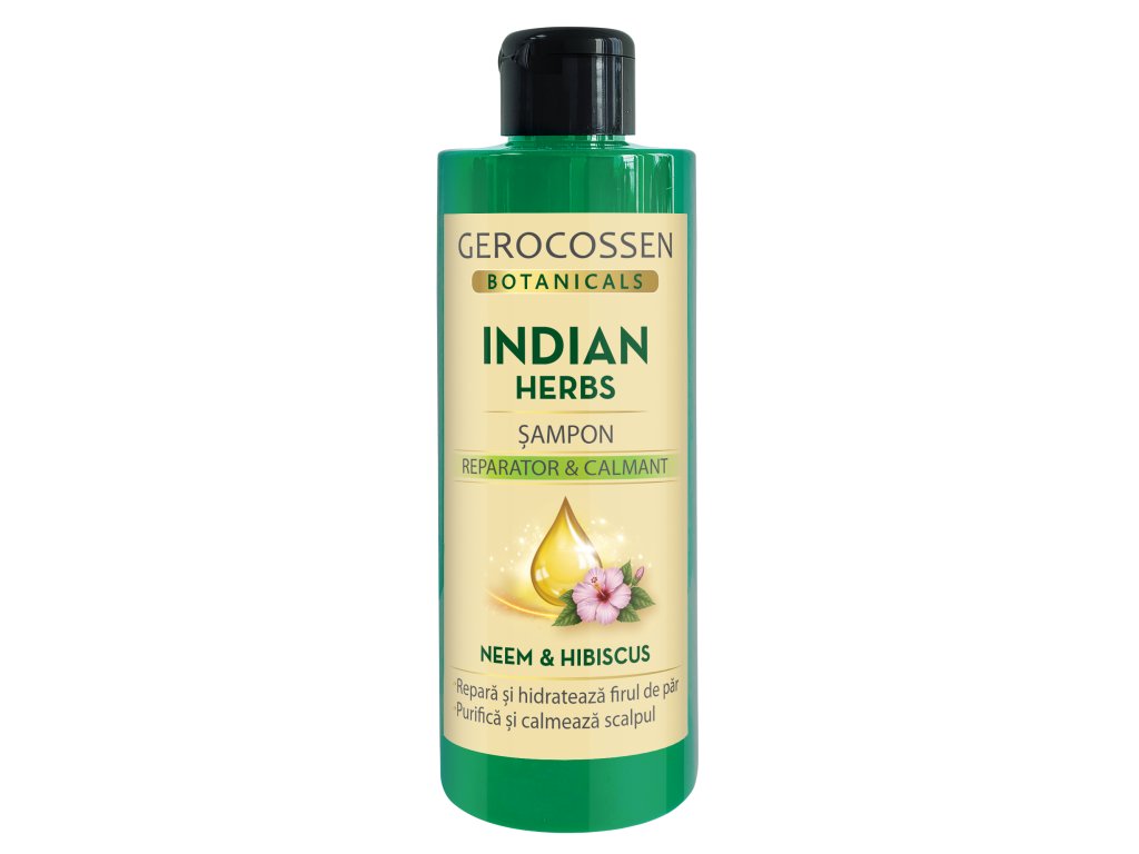 Gerocossen Botanicals INDIAN HERBS Sampon reparator si calmant, neem si hibiscus 400ml