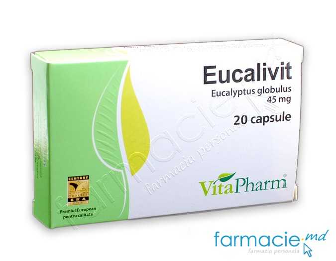 Eucalivit caps. N20 (ulei eucalipt 45 mg) angine,bronsite (Vitapharm)