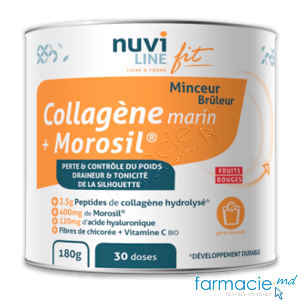 Colagen marin Nuviline Fit+Morosil 400mg Slabire 30doze x 6g pulbere 180g (fructe de padure)