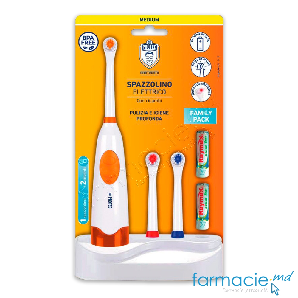 Periuta dinti electrica DR. PROTEC + 2 rezerve Medium