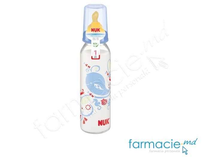 NUK Sticluta sticla 250ml+tetina latex 0-6luni