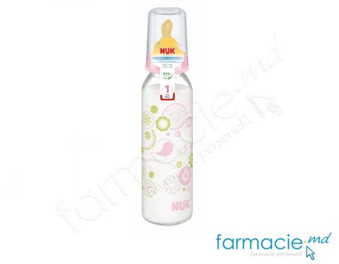 NUK Sticluta sticla 250ml+tetina latex 0-6luni