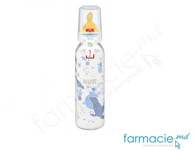 NUK Sticluta sticla 250ml+tetina latex 0-6luni