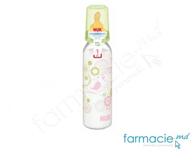 NUK Sticluta sticla 250ml+tetina latex 0-6luni