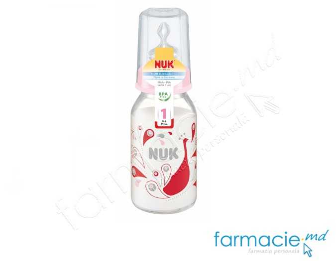 NUK Sticluta sticla 125ml+tetina silicon 0-6luni