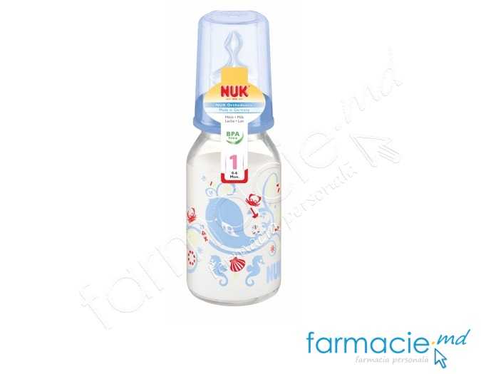NUK Sticluta sticla 125ml+tetina silicon 0-6luni