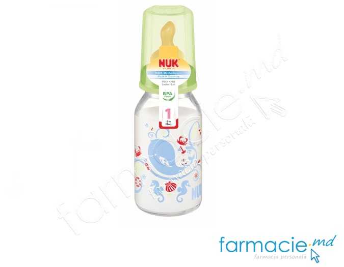 NUK Sticluta sticla 125ml+tetina latex 0-6luni
