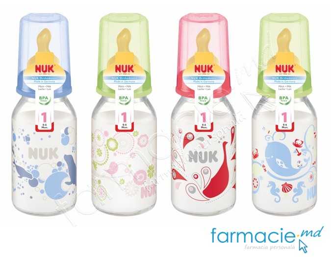 NUK Sticluta sticla 125ml+tetina latex 0-6luni