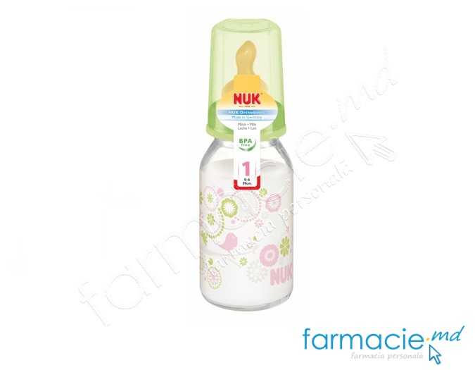NUK Sticluta sticla 125ml+tetina latex 0-6luni