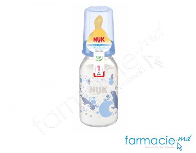NUK Sticluta sticla 125ml+tetina latex 0-6luni