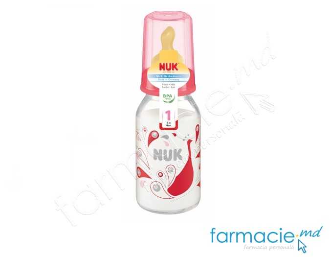 NUK Sticluta sticla 125ml+tetina latex 0-6luni