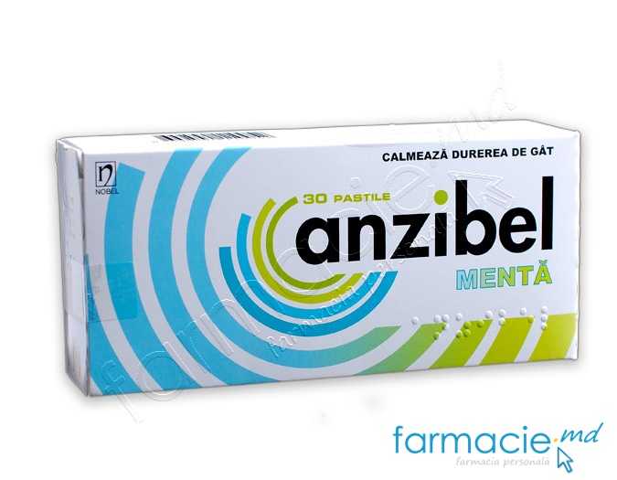 Anzibel menta pastile 5 mg + 4 mg + 3 mg N10x3