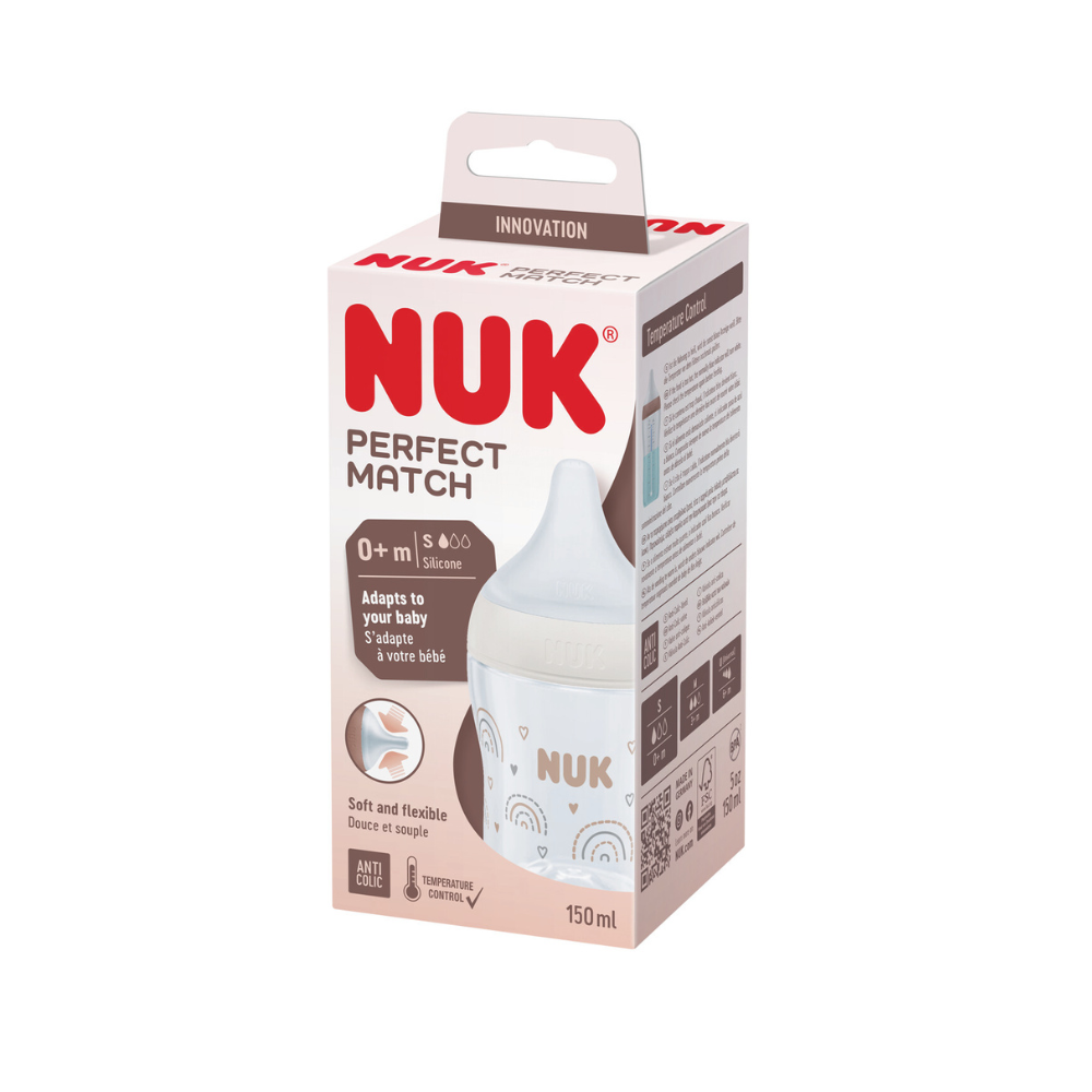 NUK Sticluta Perfect match plastic 150ml+tetina silicon (S) 0-6 luni
