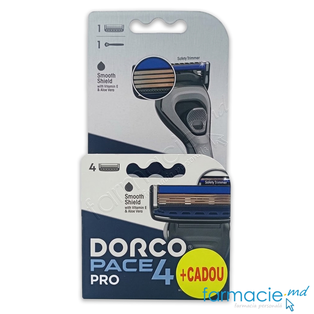Dorco Pace 4 Pro Sistema ras 4 lame N1 + Dorco Pace 4 Pro Rezerva ras 4 lame N4 CADOU