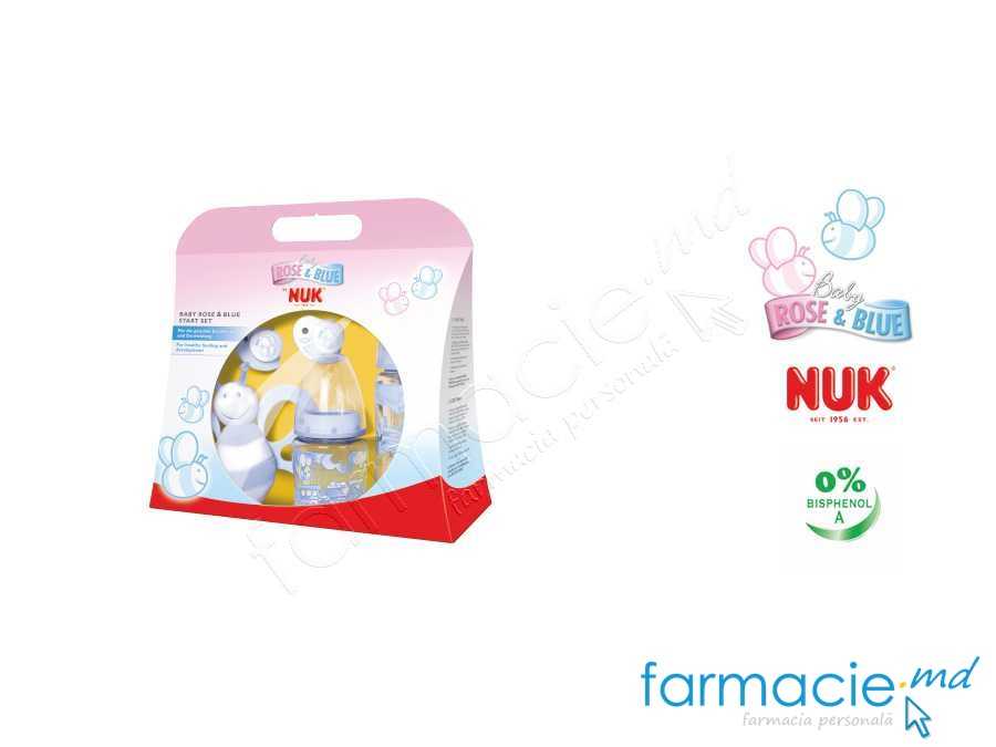 NUK Set Baby Blue (tetina N2,suzeta N2,jucar.)
