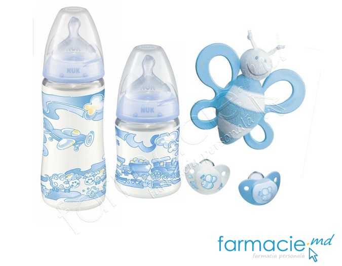 NUK Set Baby Blue (tetina N2,suzeta N2,jucar.)