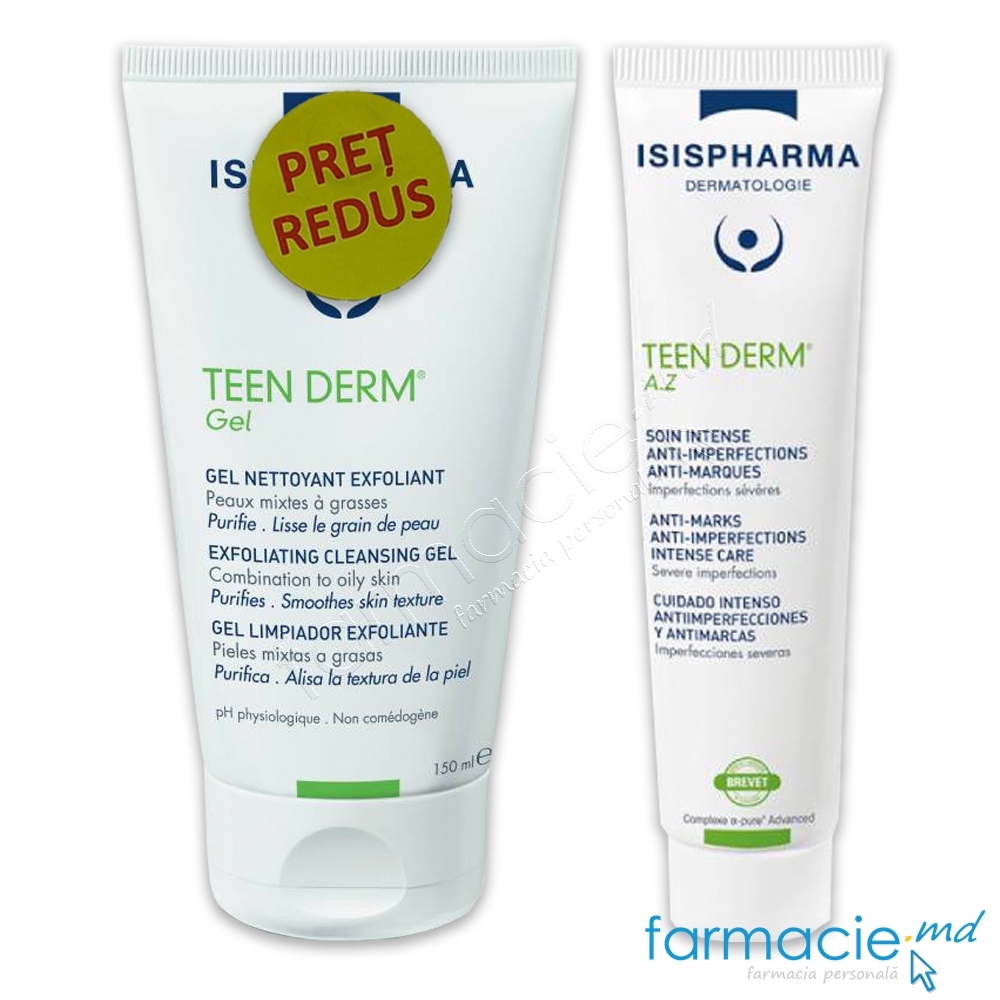 TEEN DERM AZ crema 30ml Isispharma+Teen Derm Gel 150ml Isispharma PRET REDUS