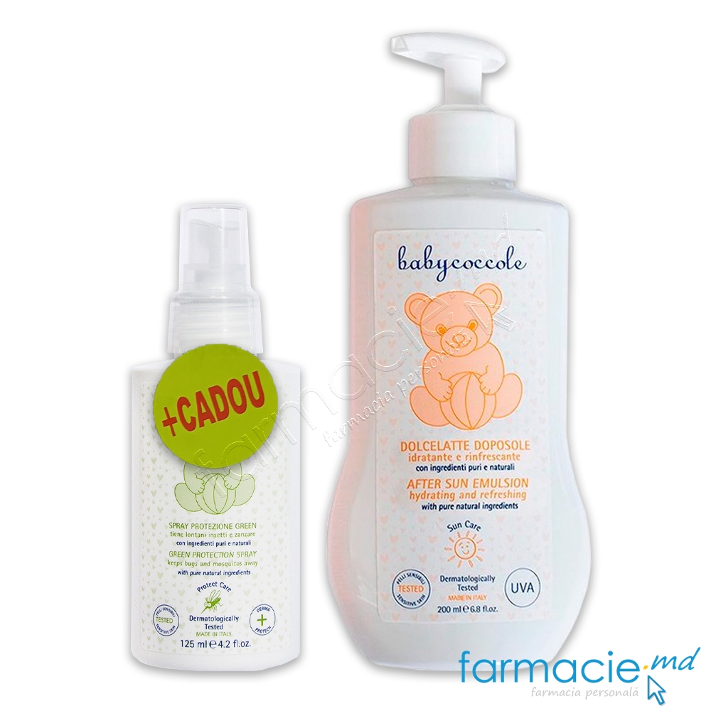 BabyCoccole Lapte protectie solara SPF30 200ml + Spray Protectie insecte copii 0luni+125ml  Cadou