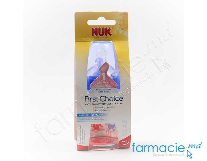 NUK Sticluta First Choice sticla 120ml+tetina silicon 0-6luni