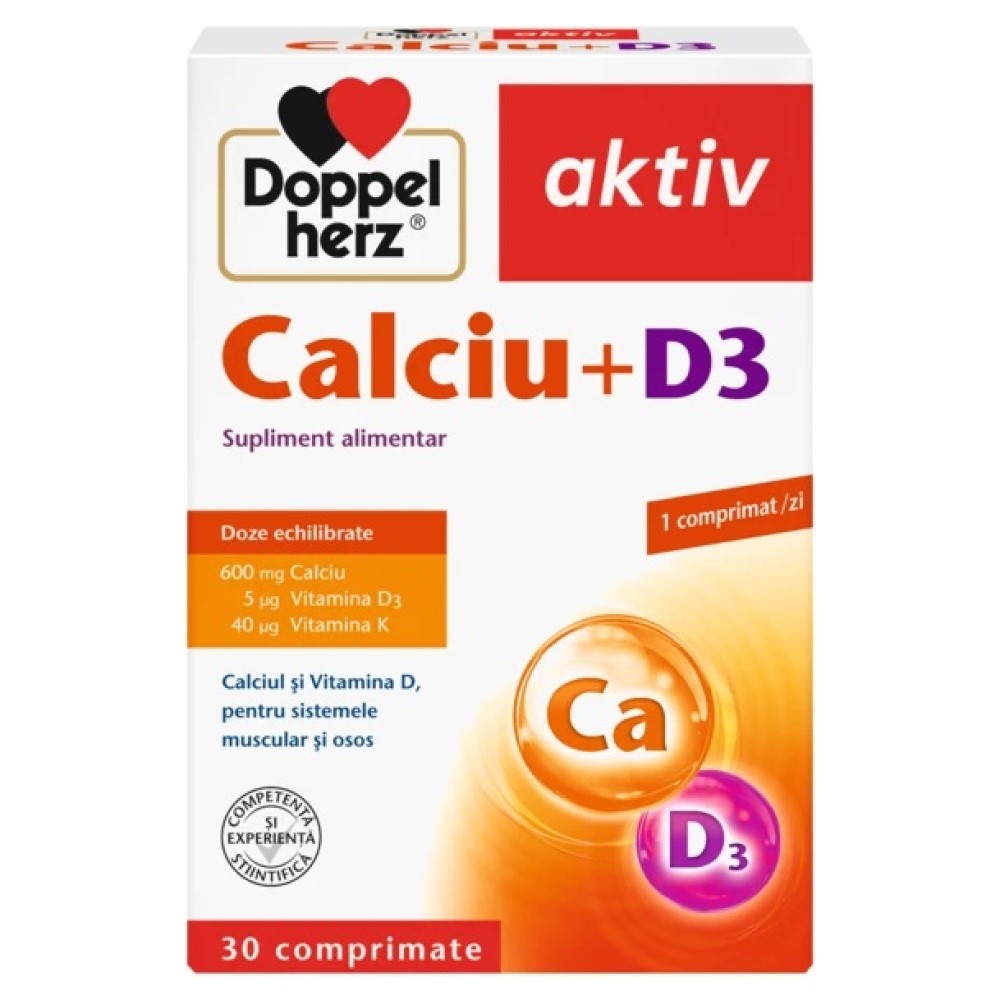 Calciu 600mg+Vit D3 5mkg comp. N30 Doppelherz