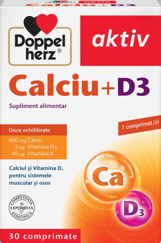Calciu 600mg+Vit D3 5mkg comp. N30 Doppelherz