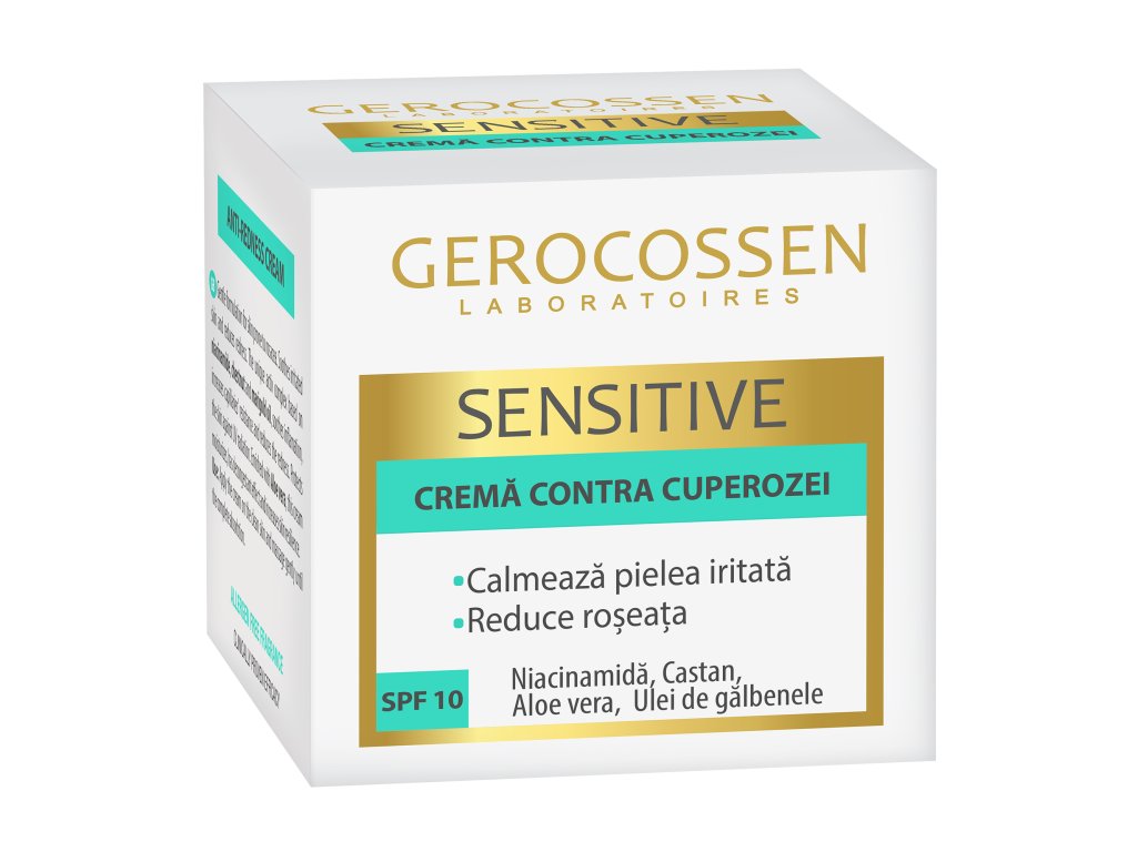 Gerocossen Sensitive Crema contra cuperozei cu SPF10, niacinamida/aloe vera/galbenele 50ml