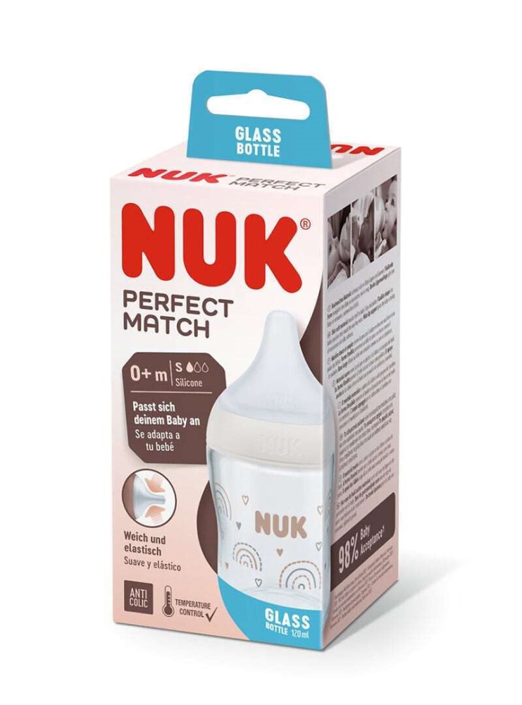 NUK Sticluta Perfect Match Temp sticla 120ml+tetina silicon (0+ luni) (S)