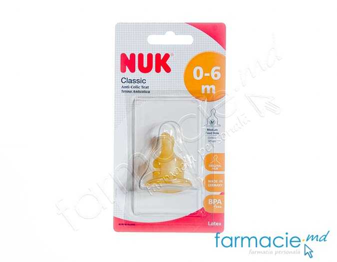 NUK Tetina latex pentru lapte 0-6luni (M) TVA20%