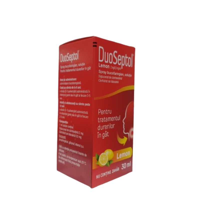 Duoseptol Lemon 2 mg/0,5 mg/ml / 30 ml spray bucofaringian, soluţie